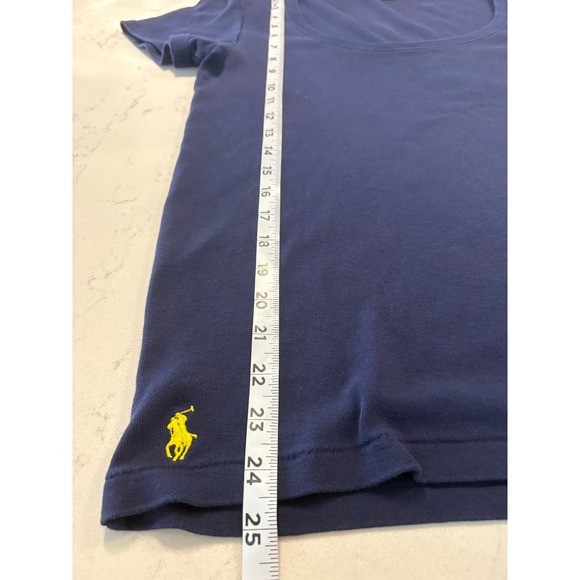 Ralph Lauren Navy Blue Scoop Neck Short Sleeve Preppy Womens XL - Picture 8 of 8